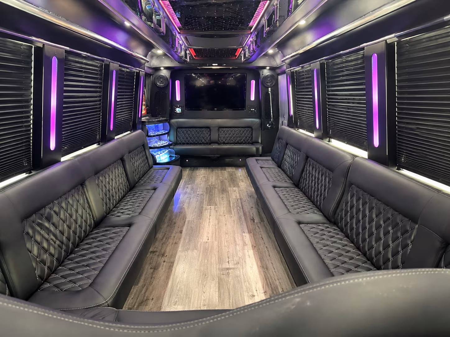 White party bus exterior
