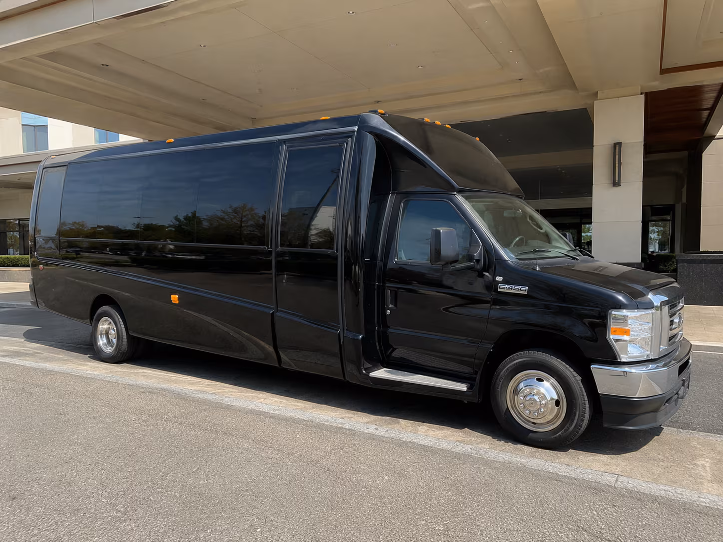 White party bus exterior