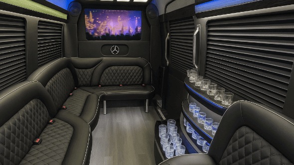 Interior of Charter Bus Company White Plains's 15 Passenger Party Bus in White Plains