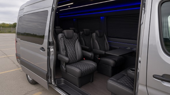 Interior of Charter Bus Company Brockton's 18 Passenger Minibus in Brockton
