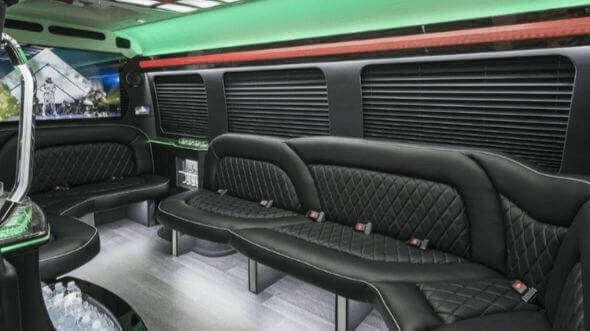 Interior of Charter Bus Company Danbury's 18 Passenger Party Bus in Danbury