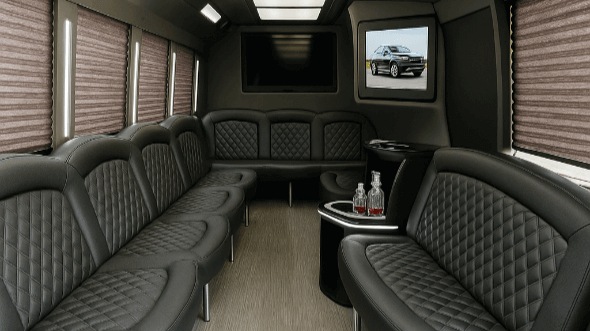Interior of Charter Bus Company Danbury's 20 Passenger Party Bus in Danbury