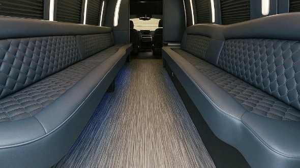 Interior of Charter Bus Company New Haven's 25 Passenger Party Bus in New Haven