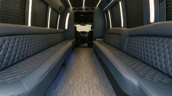 Interior of Charter Bus Company White Plains's 25 Passenger Party Bus in White Plains