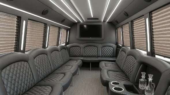 Interior of Brockton Party Bus Company's 28 Passenger Party Bus in Brockton