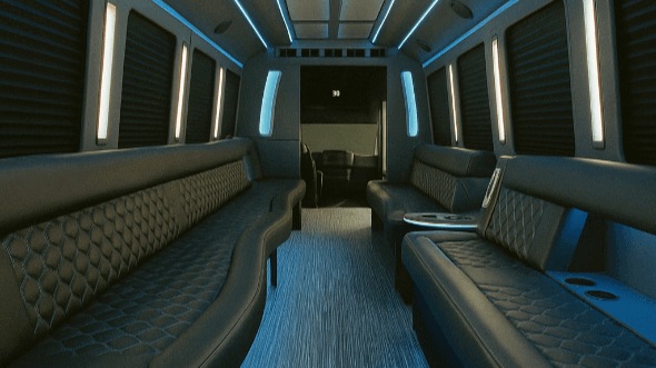Interior of Charter Bus Company White Plains's 28 Passenger Party Bus in White Plains