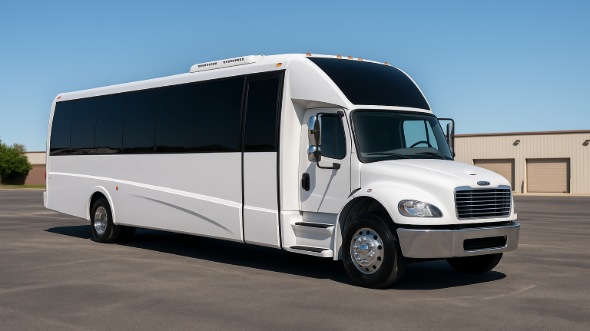 Exterior of Charter Bus Company White Plains's 28 Passenger Party Bus in White Plains