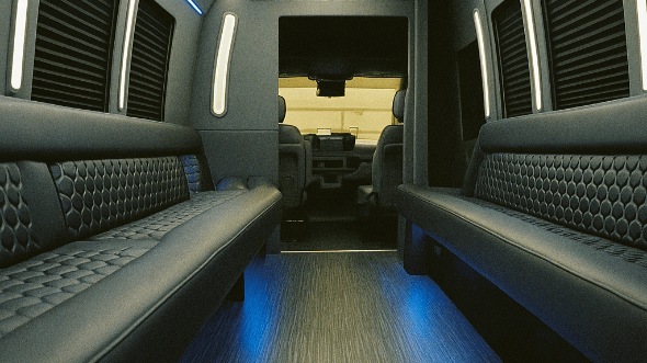 Interior of Brockton Party Bus Company's 30 Passenger Party Bus in Brockton
