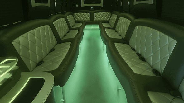 Interior of Charter Bus Company Stamford's 30 Passenger Party Bus in Stamford