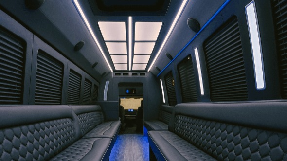 Interior of Charter Bus Company White Plains's 30 Passenger Party Bus in White Plains