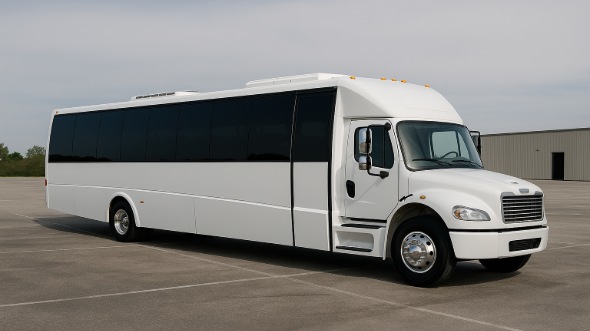 Exterior of Charter Bus Company White Plains's 30 Passenger Party Bus in White Plains