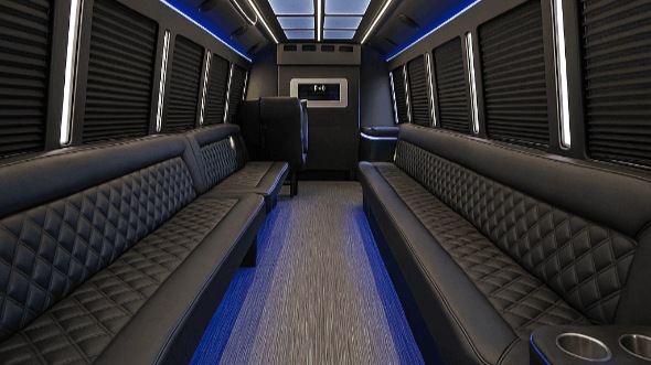 Interior of Brockton Party Bus Company's 40 Passenger Party Bus in Brockton