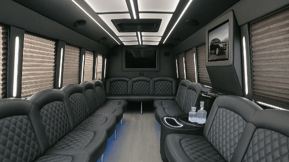 Interior of Charter Bus Company New Britain's 40 Passenger Party Bus in New Britain