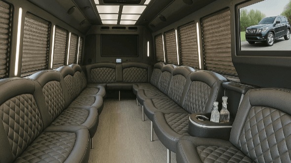 Interior of Charter Bus Company New Haven's 40 Passenger Party Bus in New Haven