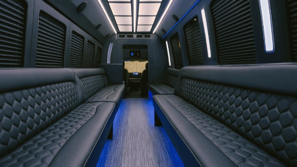 Interior of Charter Bus Company Hartford's 50 Passenger Party Bus in Hartford