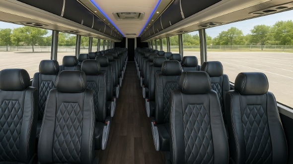 Interior of Charter Bus Company Brockton's 56 Passenger Charter Bus in Brockton
