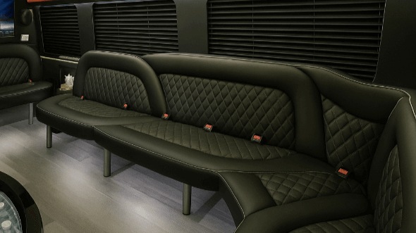 brockton 15 passenger party bus inside