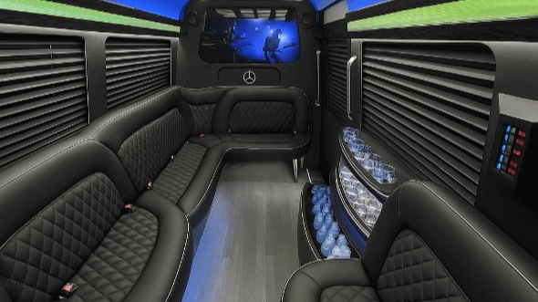 brockton 18 passenger party bus inside