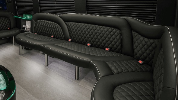 brockton 18 passenger party bus interior