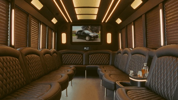 brockton 40 passenger party bus inside